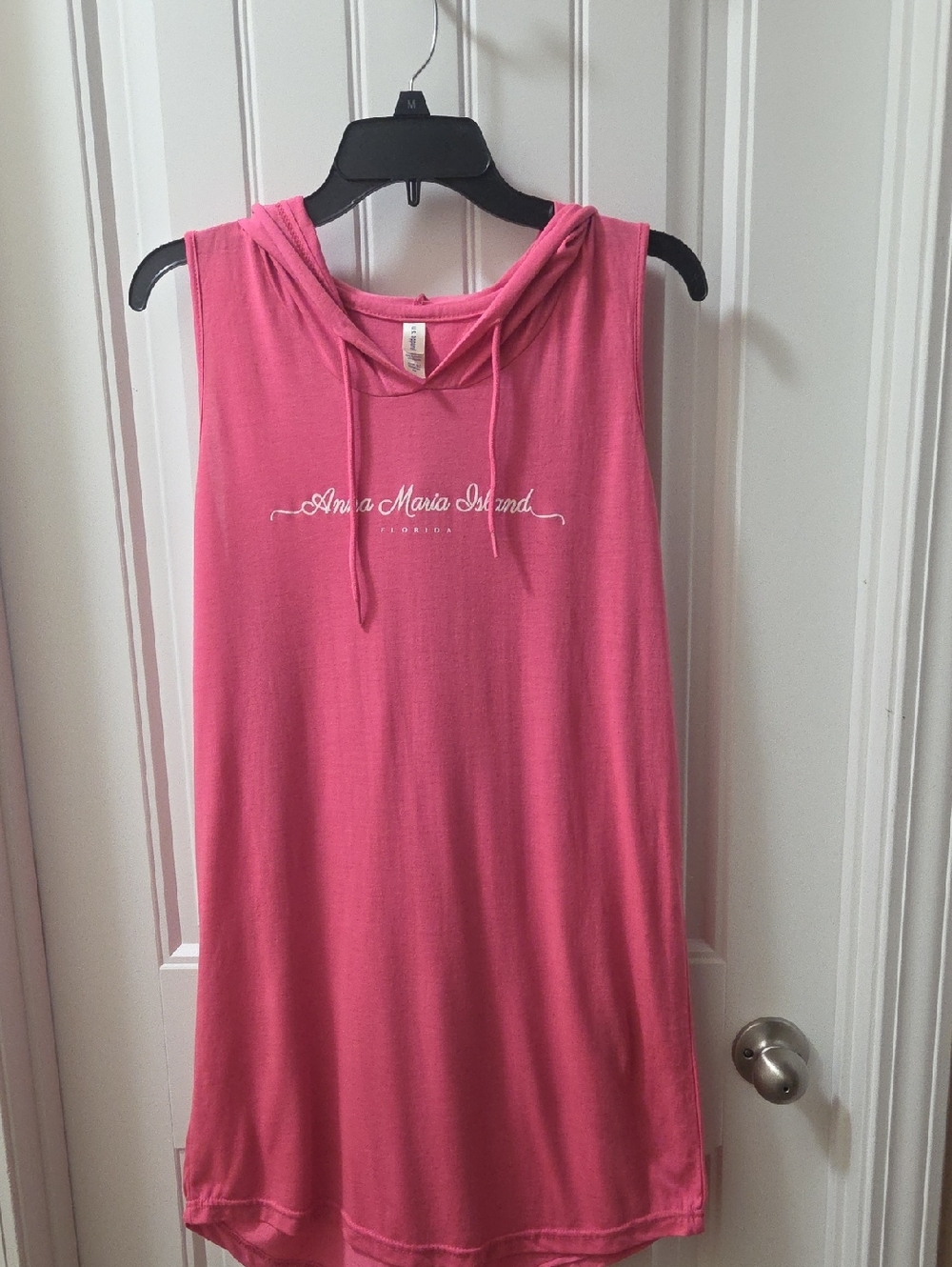 US Apparel Anna Maria Island FL Coral Pink Hooded Sleeveless Dress/Swim Cover Up